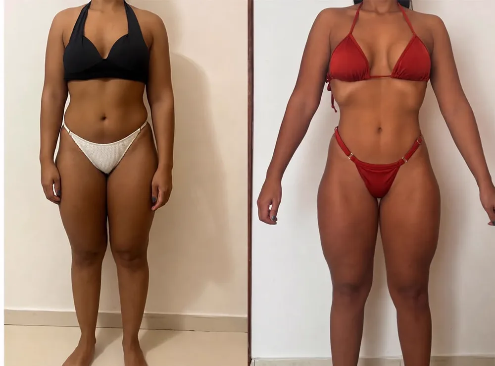 Antes e depois de uma aluna da LF Team