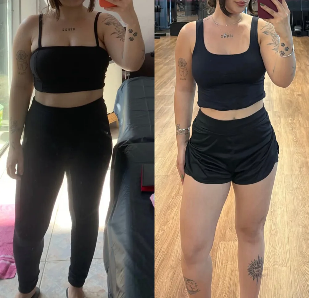 Antes e depois de uma aluna da LF Team